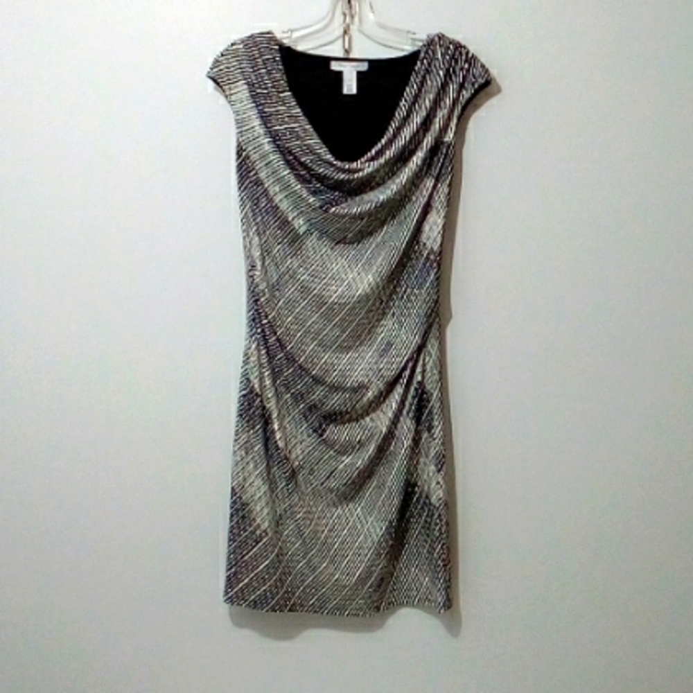 White House Black Market black and white midi dress